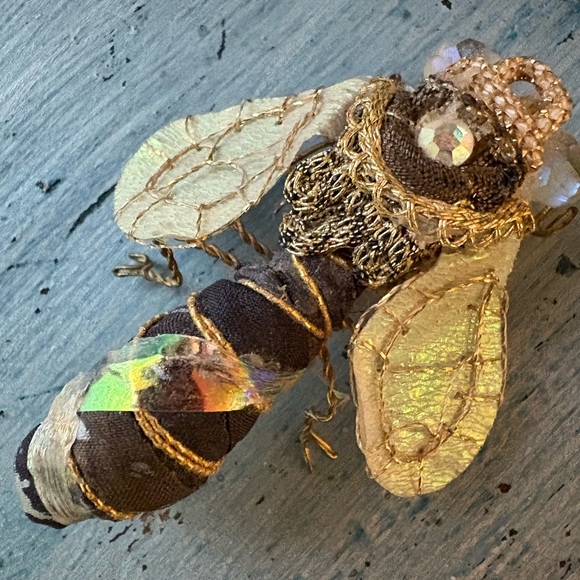 Jewelry - Handcrafted Bee Brooch with Shimmering Gold Accents